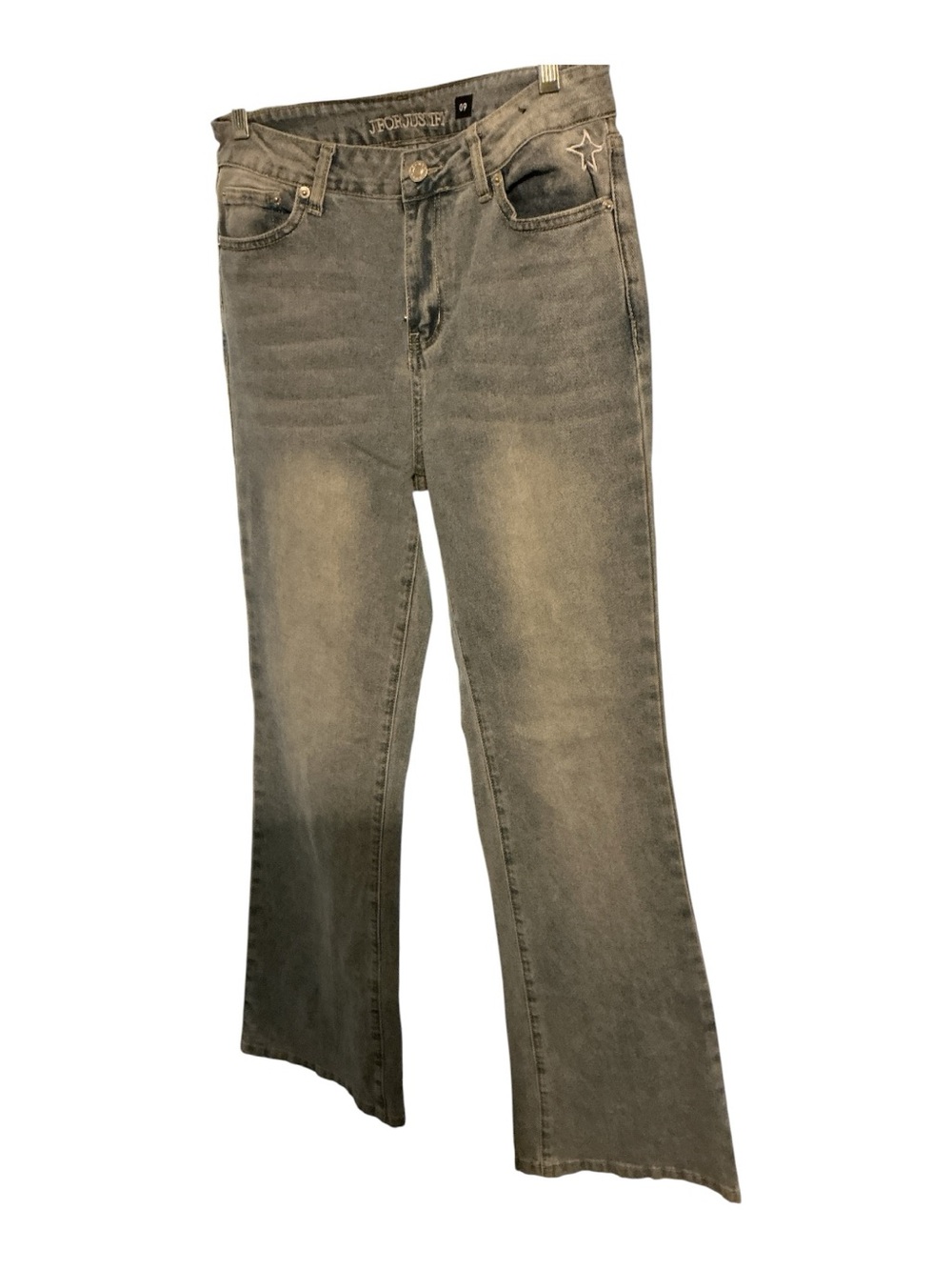 Justify Women's Grey Flare Jeans with Subtle Fade